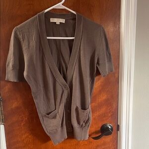 Loft short sleeve front button sweater. Medium